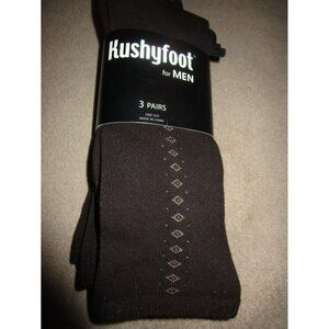 3 Pair Mens Kushyfoot Soft Cotton Poly Blend Dress Casual Brown Crew Socks